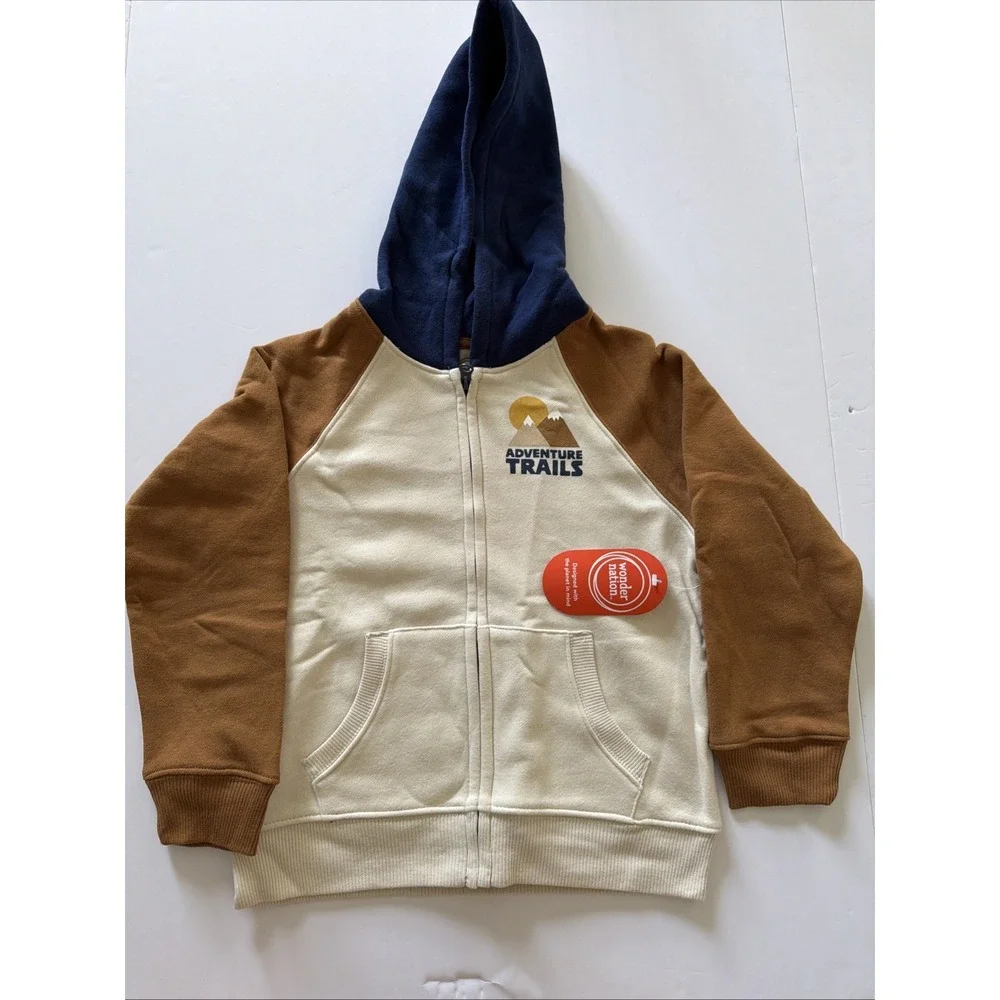 Wonder Nation Adventure Trails Awaits Boy's Hooded Full Zip Sweatshirt Sz 6 NWT